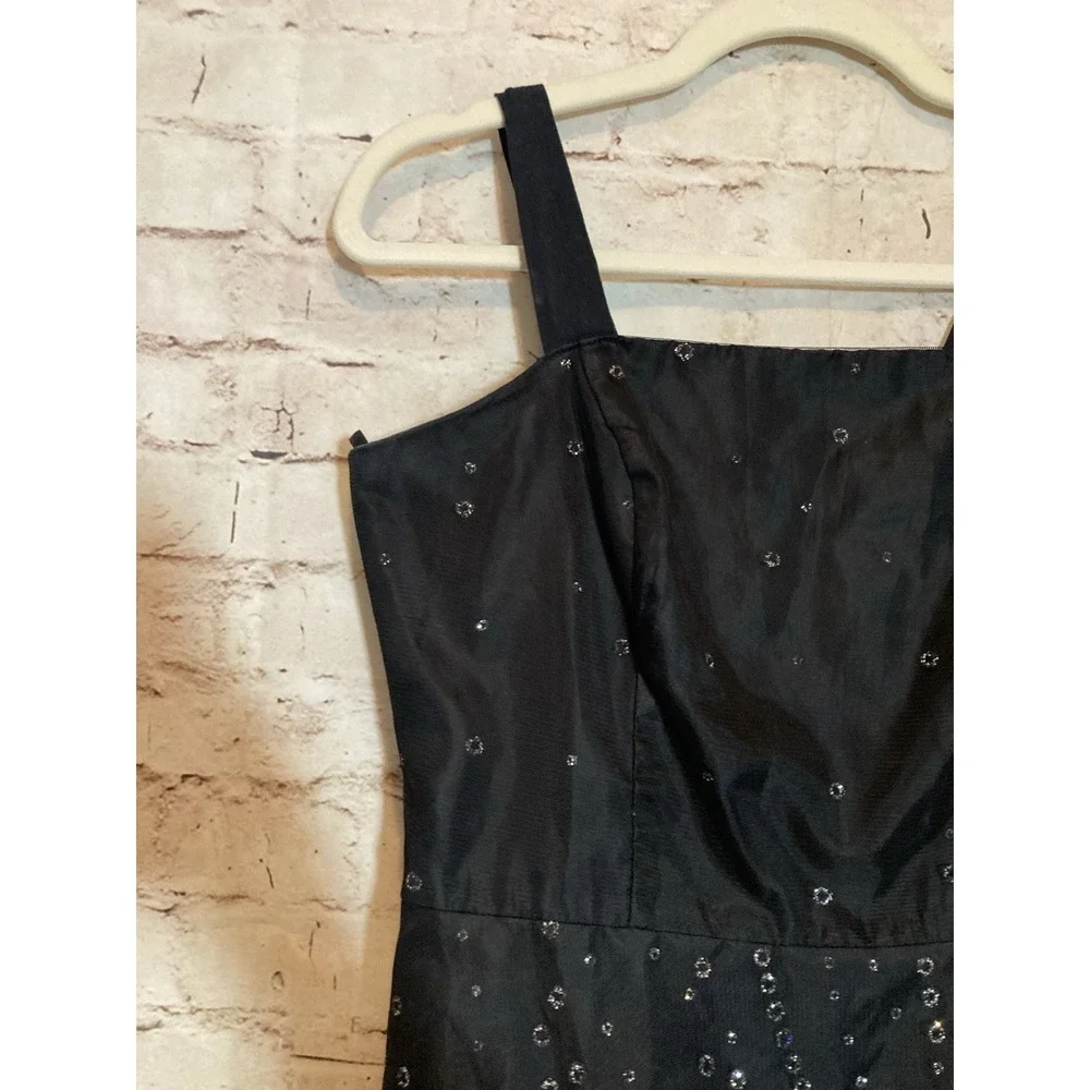 Vintage Y2K BCX Dress 9 Black‎ Glitter Embellished Fit Flare Cocktail Party Mesh